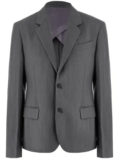 Ferragamo Man Single Breasted Tailored Blazer In Charcoal