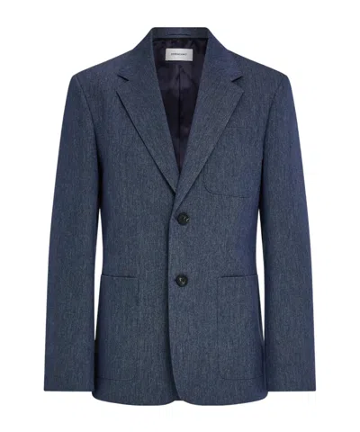 Ferragamo Single Breasted Denim Blazer In Black