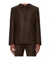 Ferragamo Single Breasted Flannel Blazer In Brown
