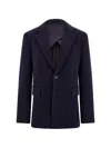 Ferragamo Single Breasted Jersey Blazer In Blue