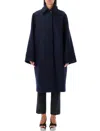 Ferragamo Blue Oversized Wool Single-breasted Coat In Midnight Blue