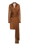 Ferragamo Single-breasted Sheer Jacket In Brown