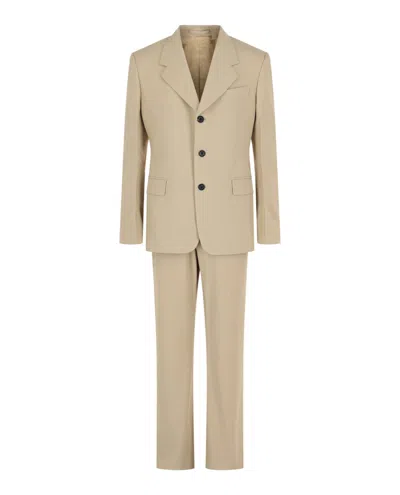 Ferragamo Single-breasted Suit With Notched Lapels And Tailored Structure In Brown