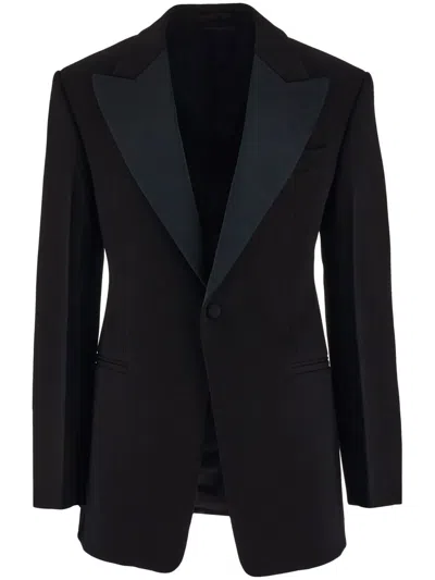 Ferragamo Single-breasted Tuxedo Blazer In Red