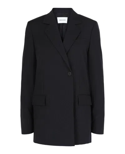 Ferragamo Single-breasted Wool Blazer In Blue