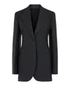 Ferragamo Single-breasted Wool Blazer In Gray