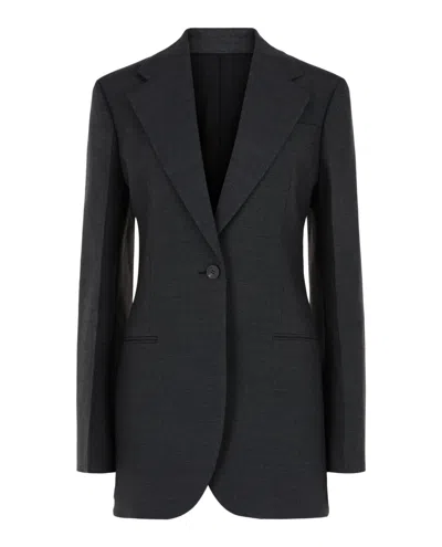 Ferragamo Single-breasted Wool Blazer In Gray