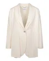 Ferragamo Single Button Silk Blazer In Beige