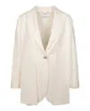 Ferragamo Single Button Silk Blazer In Neutral