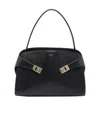 Ferragamo Leather Shoulder Bag Adaptable Strap In Black