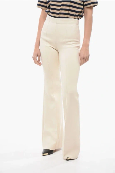 Ferragamo Single-pleated Bootcut Trousers With Side Zip In Neutral