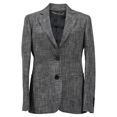Ferragamo Single-breasted Blazer In Grey Wool In Multi