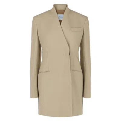 Ferragamo Single-breasted Fitted Wool Blazer In Neutral