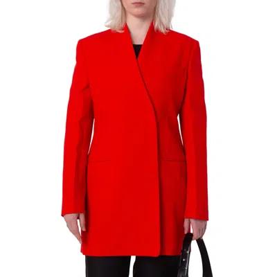 Ferragamo Single-breasted Fitted Wool Blazer In Red