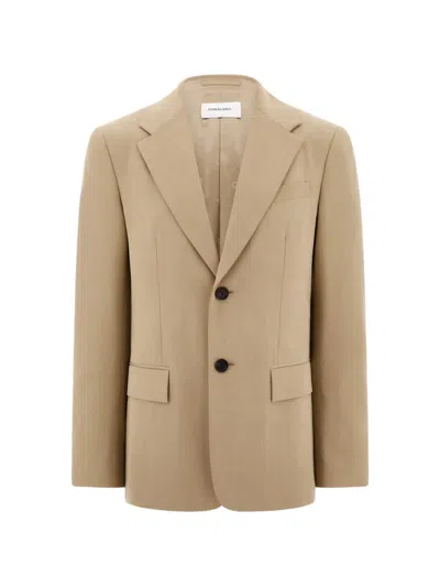 Ferragamo Single-breasted Flannel Blazer In Neutral