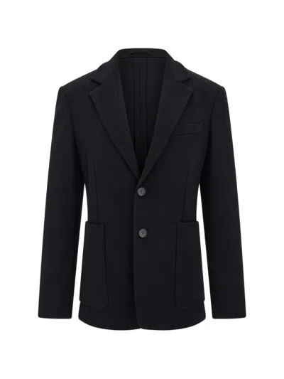 Ferragamo Single-breasted Jersey Blazer In Black