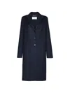 Ferragamo Single-breasted Notched-lapels Coat In Blue