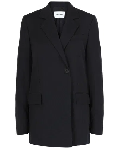 Ferragamo Single-breasted Wool Blazer In Black