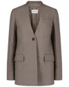 Ferragamo Single-breasted Wool Blazer In Brown