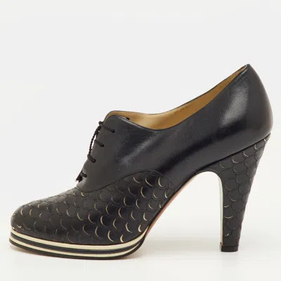 Pre-owned Ferragamo Sirena 1938 Limited Edition Size 39 Black Leather Oxford Booties