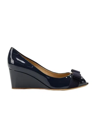 Ferragamo Sissi Series Fish Mouth Sandals In Black
