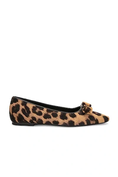 Ferragamo Vara Ballerina With Bow In Animal Print