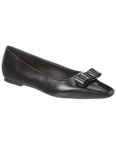 Ferragamo Siwar Bow Leather Ballet Flat In Black