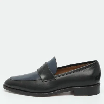 Pre-owned Ferragamo Size 37.5 Navy Blue Leather Loafers