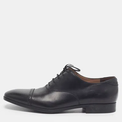 Pre-owned Ferragamo Size 44.5 Black Leather Lace Up Brogues
