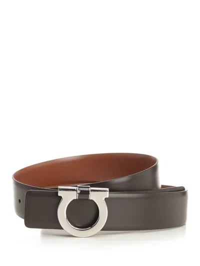 Ferragamo Sized Double Reversible Belt With Gancino Buckle Belts Brown