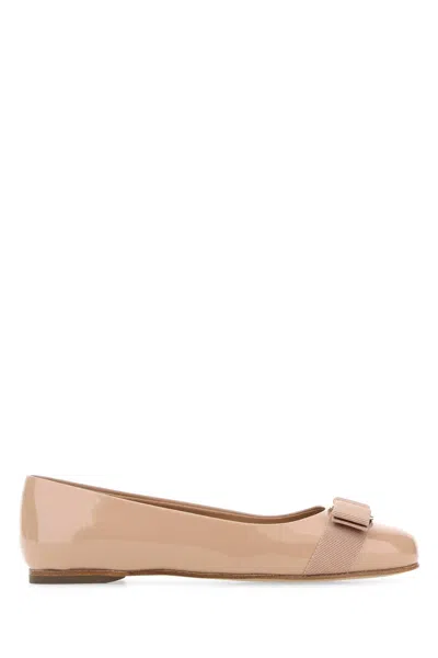 Ferragamo Varina Nappa Leather Ballet Flats In Macaroons