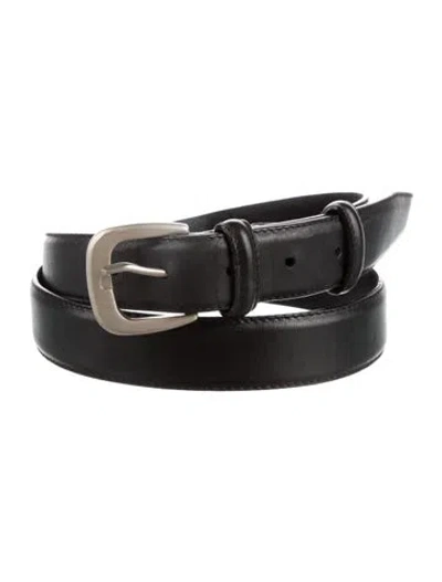 Pre-owned Ferragamo Skinny Leather Belt In Black