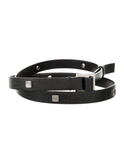 Pre-owned Ferragamo Skinny Leather Belt In Black