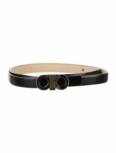 Pre-owned Ferragamo Skinny Leather Belt In Black