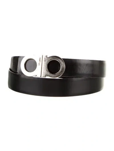 Pre-owned Ferragamo Skinny Leather Belt In Black