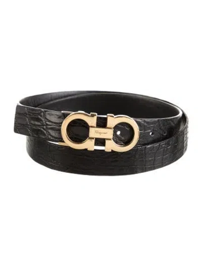 Pre-owned Ferragamo Skinny Leather Belt In Black