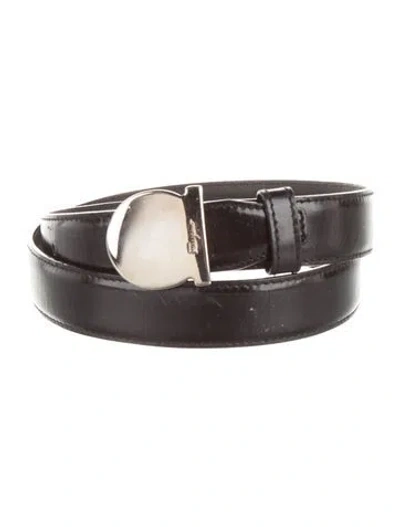 Pre-owned Ferragamo Skinny Leather Belt In Black