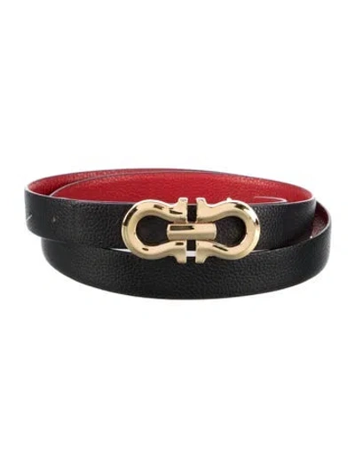 Pre-owned Ferragamo Skinny Leather Belt In Black