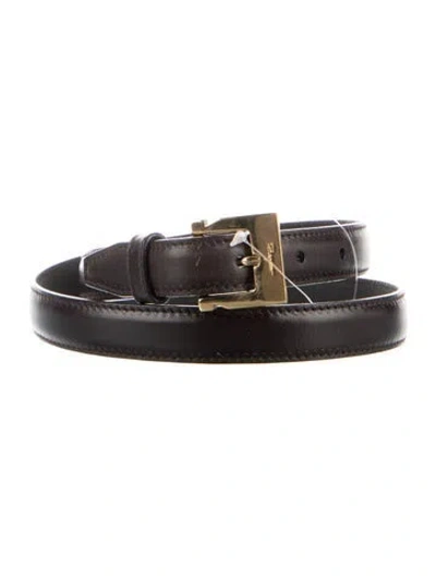 Pre-owned Ferragamo Skinny Leather Belt In Black