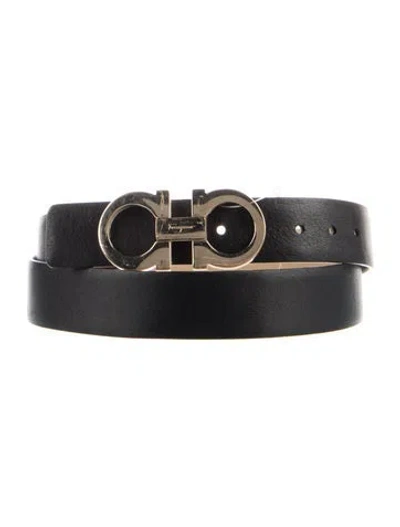Pre-owned Ferragamo Skinny Leather Belt In Black
