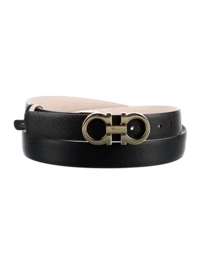 Pre-owned Ferragamo Skinny Leather Belt In Black