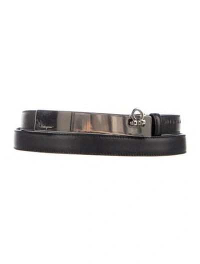 Pre-owned Ferragamo Skinny Leather Belt In Black