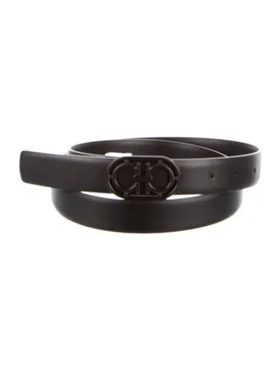 Pre-owned Ferragamo Skinny Leather Belt In Black