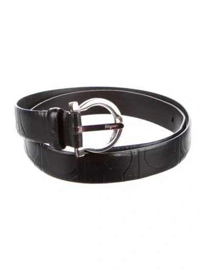 Pre-owned Ferragamo Skinny Leather Belt In Black