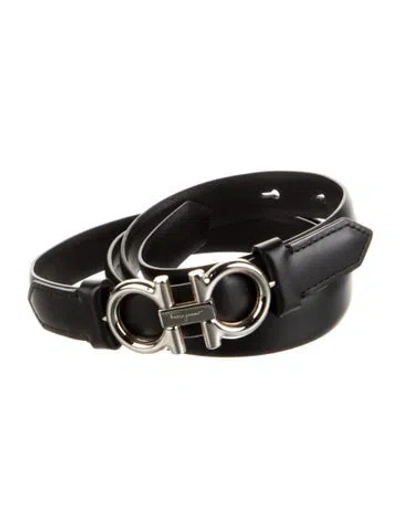 Pre-owned Ferragamo Skinny Leather Belt In Black