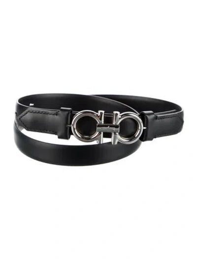 Pre-owned Ferragamo Skinny Leather Belt In Black
