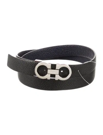 Pre-owned Ferragamo Skinny Leather Belt In Black