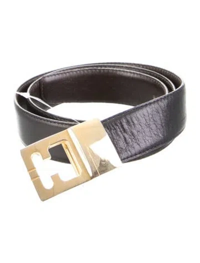 Pre-owned Ferragamo Skinny Leather Belt In Black