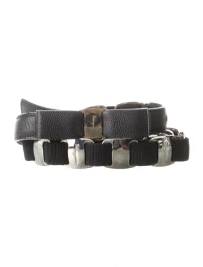 Pre-owned Ferragamo Skinny Leather Belt In Black