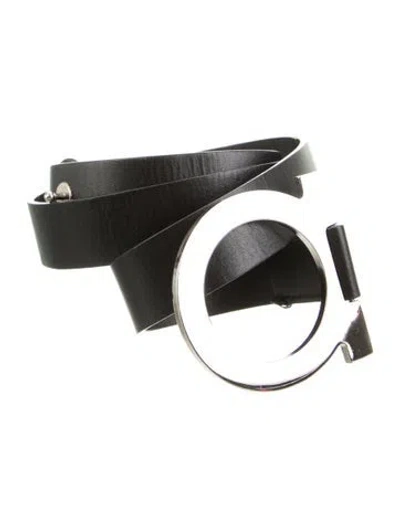 Pre-owned Ferragamo Skinny Leather Belt In Black